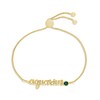 Thumbnail Image 1 of Lab-Created Emerald Zodiac Aquarius Bolo Bracelet 10K Yellow Gold 9.5&quot;