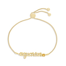 Citrine Zodiac Aquarius Bolo Bracelet 10K Yellow Gold 9.5"
