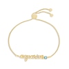 Thumbnail Image 1 of Swiss Blue Topaz Zodiac Aquarius Bolo Bracelet 10K Yellow Gold 9.5&quot;