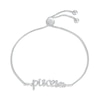 Thumbnail Image 1 of White Lab-Created Sapphire Zodiac Pisces Bolo Bracelet Sterling Silver 9.5"