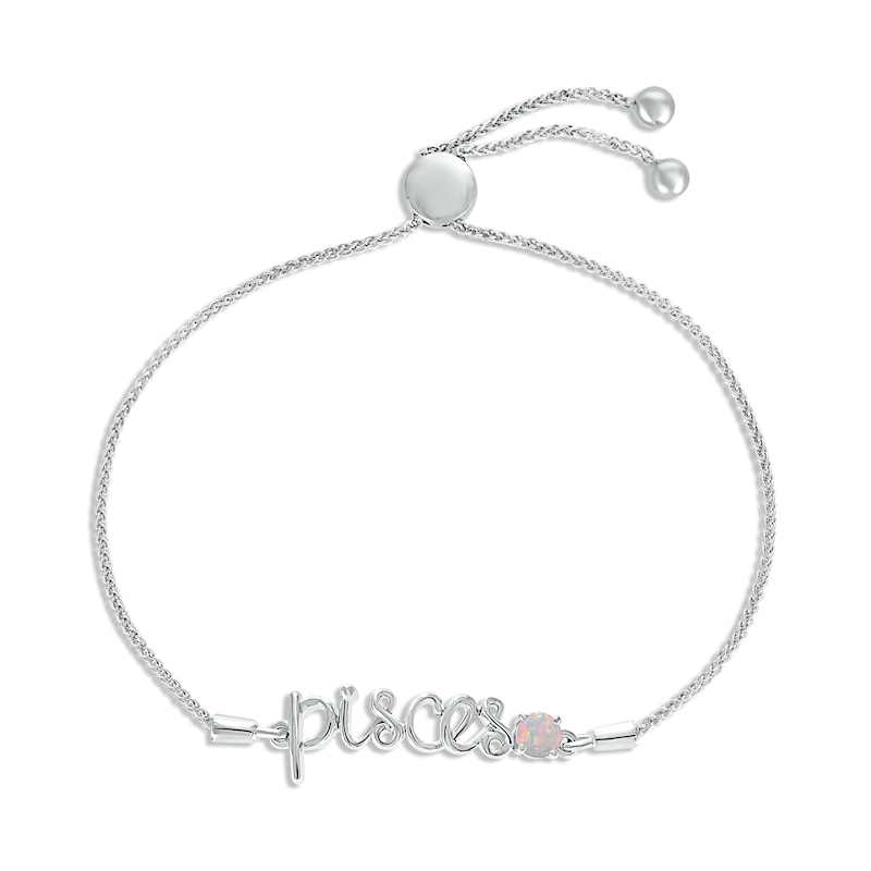 Main Image 1 of Lab-Created Opal Zodiac Pisces Bolo Bracelet Sterling Silver 9.5&quot;