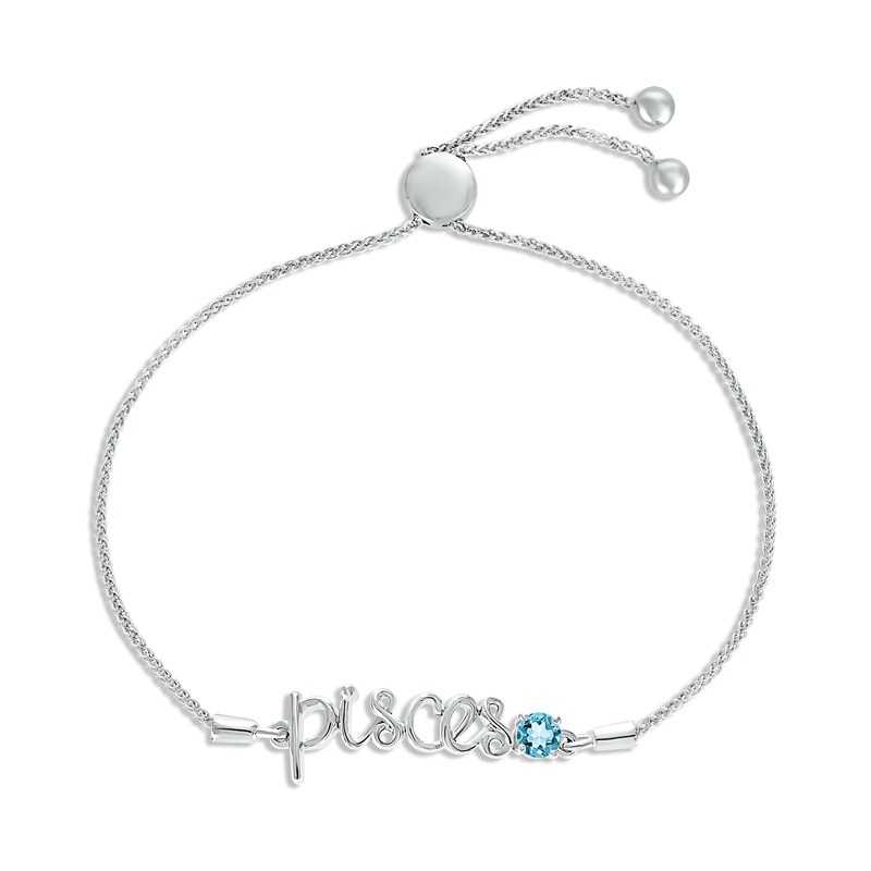 Main Image 1 of Swiss Blue Topaz Zodiac Pisces Bolo Bracelet Sterling Silver 9.5&quot;