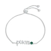 Thumbnail Image 1 of Lab-Created Emerald Zodiac Pisces Bolo Bracelet 10K White Gold 9.5"