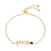 Thumbnail Image 1 of Blue Lab-Created Sapphire Zodiac Pisces Bolo Bracelet 10K Yellow Gold 9.5&quot;