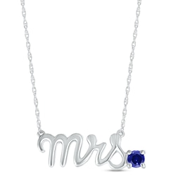 Blue Lab-Created Sapphire "Mrs." Necklace Sterling Silver 18"