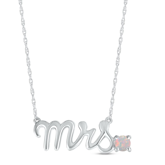 Lab-Created Opal "Mrs." Necklace Sterling Silver 18"