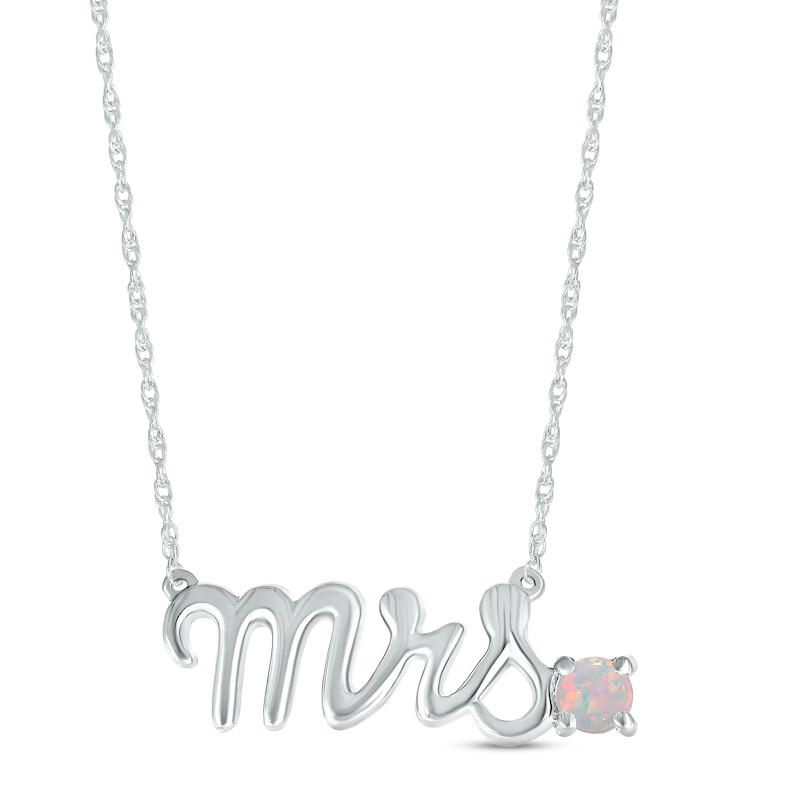 Lab-Created Opal "Mrs." Necklace Sterling Silver 18"