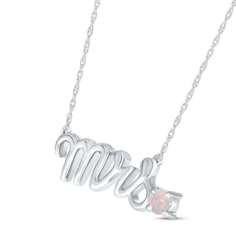 Lab-Created Opal "Mrs." Necklace Sterling Silver 18"