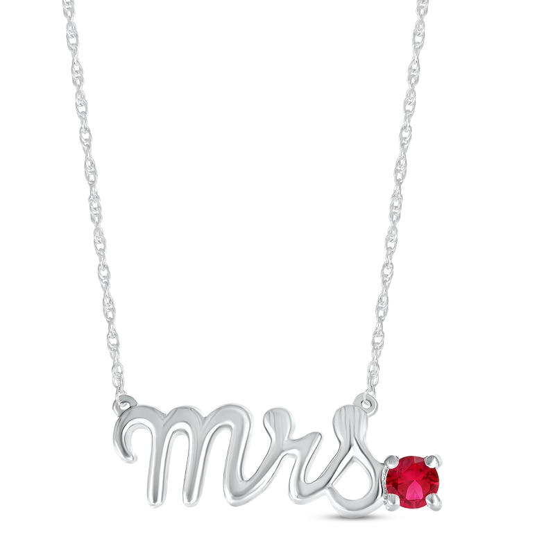 Main Image 1 of Lab-Created Ruby &quot;Mrs.&quot; Necklace Sterling Silver 18&quot;