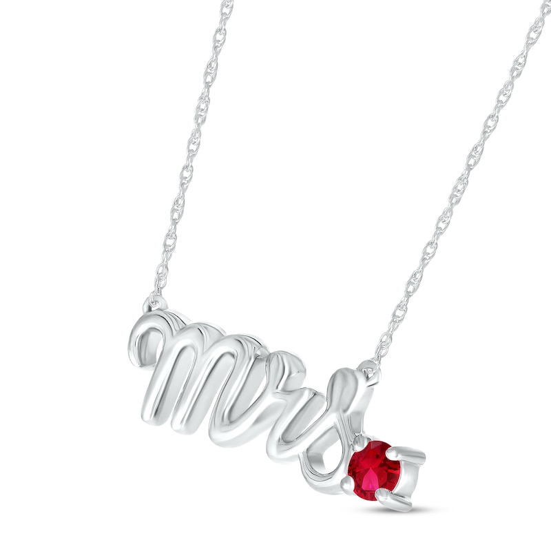 Main Image 2 of Lab-Created Ruby &quot;Mrs.&quot; Necklace Sterling Silver 18&quot;