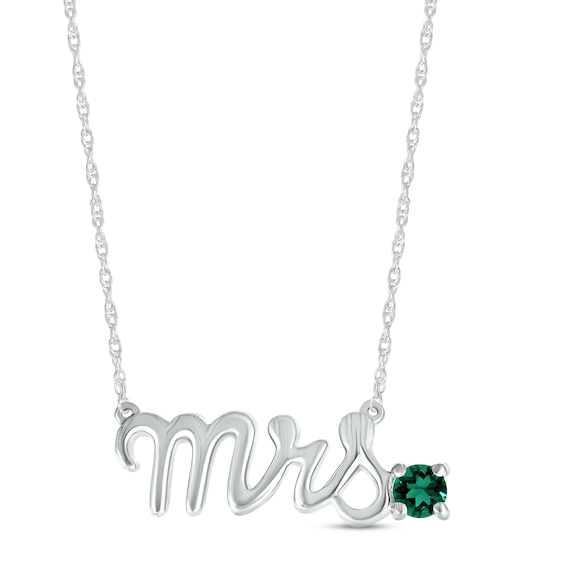 Lab-Created Emerald "Mrs." Necklace Sterling Silver 18"