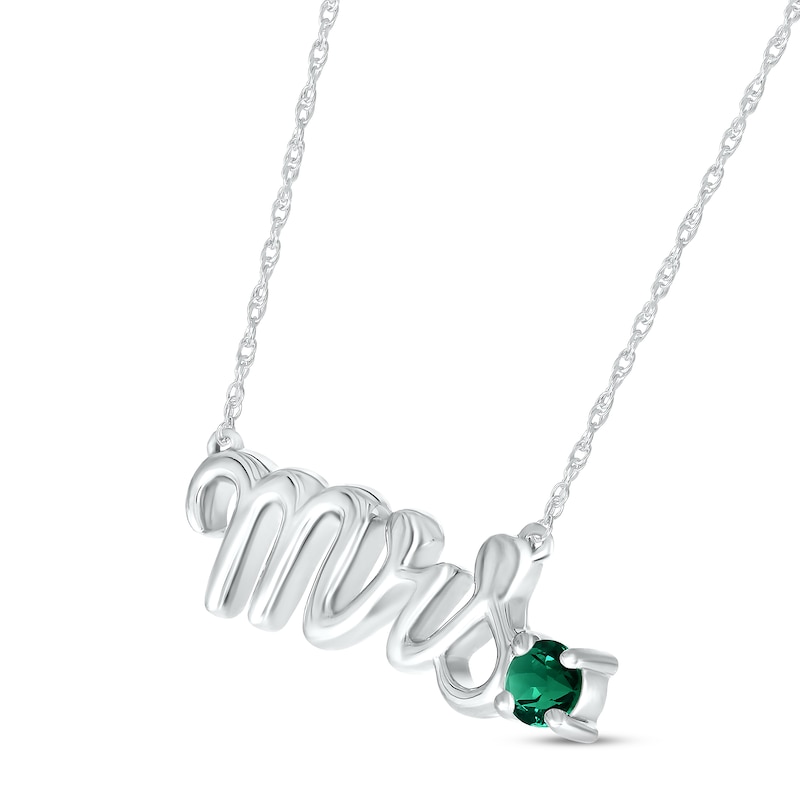 Main Image 2 of Lab-Created Emerald &quot;Mrs.&quot; Necklace Sterling Silver 18&quot;