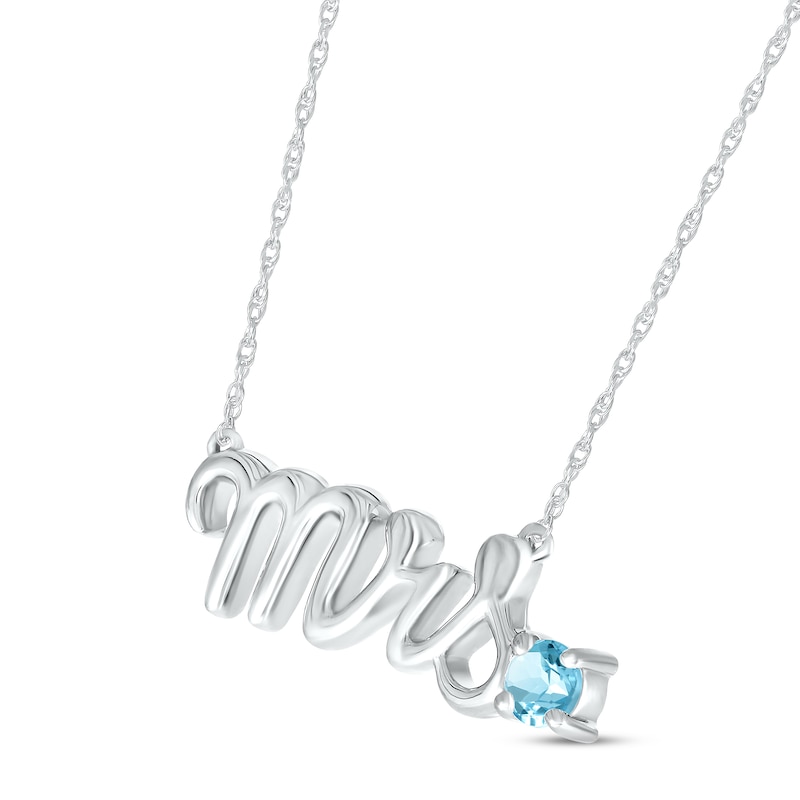 Main Image 2 of Swiss Blue Topaz &quot;Mrs.&quot; Necklace Sterling Silver 18&quot;