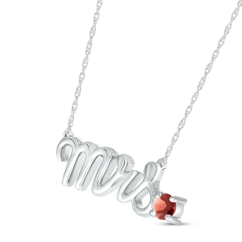 Main Image 2 of Garnet &quot;Mrs.&quot; Necklace Sterling Silver 18&quot;