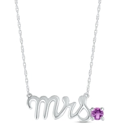 Amethyst "Mrs." Necklace Sterling Silver 18"