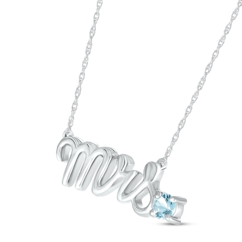 Main Image 2 of Aquamarine "Mrs." Necklace Sterling Silver 18"