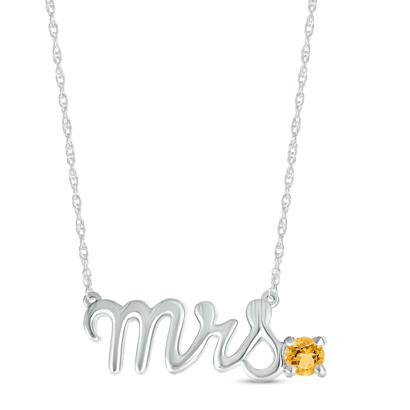 Main Image 1 of Citrine &quot;Mrs.&quot; Necklace Sterling Silver 18&quot;