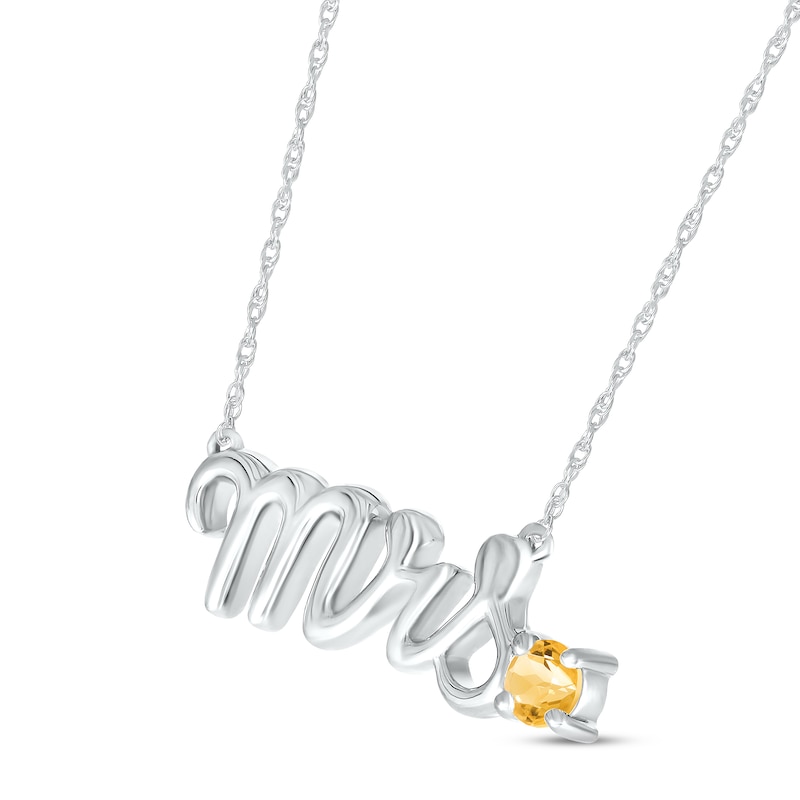 Main Image 2 of Citrine &quot;Mrs.&quot; Necklace Sterling Silver 18&quot;