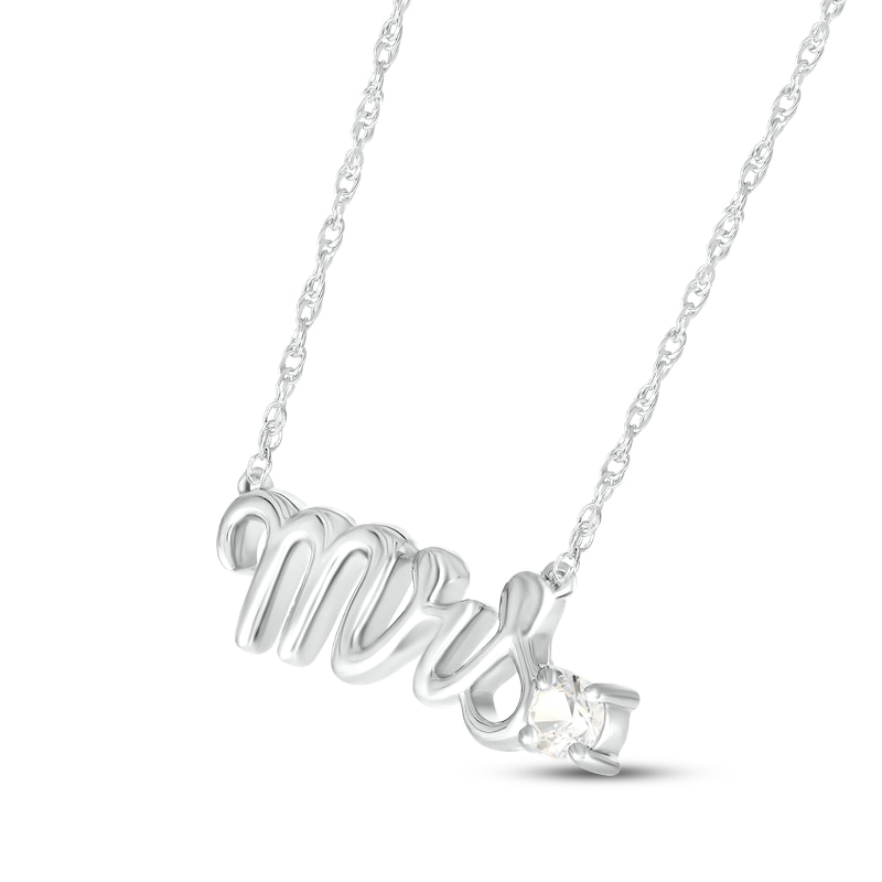 Main Image 2 of White Lab-Created Sapphire &quot;Mrs.&quot; Necklace 10K White Gold 18&quot;