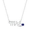 Thumbnail Image 1 of Blue Lab-Created Sapphire "Mrs." Necklace 10K White Gold 18"