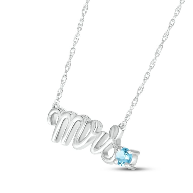 Main Image 2 of Swiss Blue Topaz &quot;Mrs.&quot; Necklace 10K White Gold 18&quot;