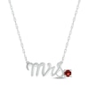 Thumbnail Image 0 of Garnet "Mrs." Necklace 10K White Gold 18"