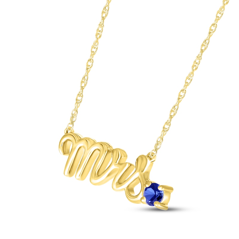 Main Image 2 of Blue Lab-Created Sapphire &quot;Mrs.&quot; Necklace 10K Yellow Gold 18&quot;