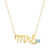 Thumbnail Image 1 of Aquamarine "Mrs." Necklace 10K Yellow Gold 18"
