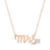 Thumbnail Image 1 of White Lab-Created Sapphire "Mrs." Necklace 10K Rose Gold 18"