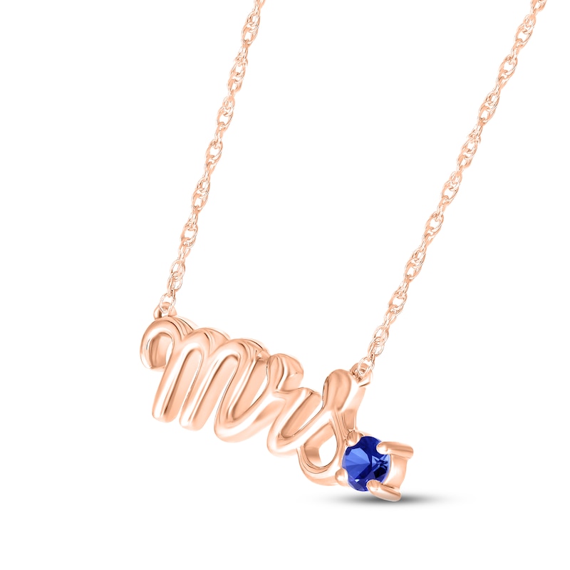Main Image 2 of Blue Lab-Created Sapphire &quot;Mrs.&quot; Necklace 10K Rose Gold 18&quot;