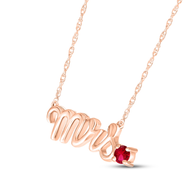 Main Image 2 of Lab-Created Ruby &quot;Mrs.&quot; Necklace 10K Rose Gold 18&quot;
