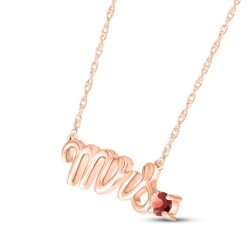 Main Image 2 of Garnet &quot;Mrs.&quot; Necklace 10K Rose Gold 18&quot;