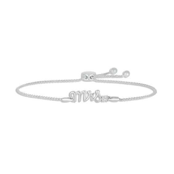 Lab-Created Sapphire "Mrs." Bolo Bracelet Sterling Silver 9.5