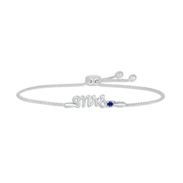 Blue Lab-Created Sapphire "Mrs." Bolo Bracelet Sterling Silver 9.5"