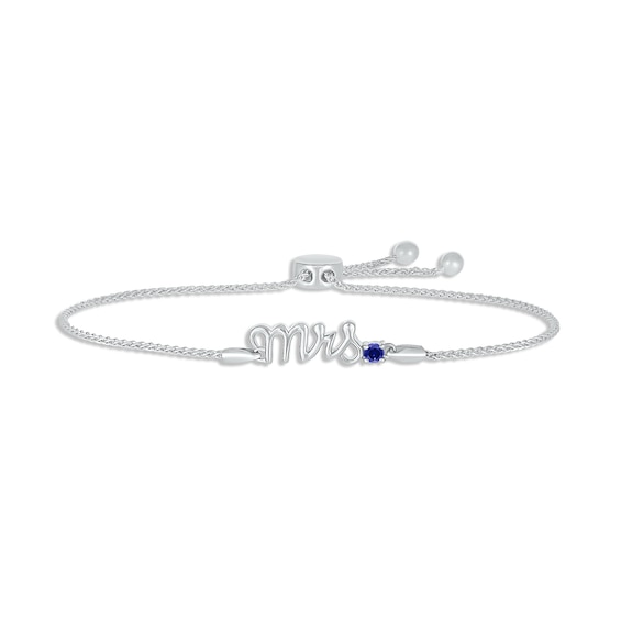 Kay Blue Lab-Created Sapphire "Mrs." Bolo Bracelet Sterling Silver 9.5"