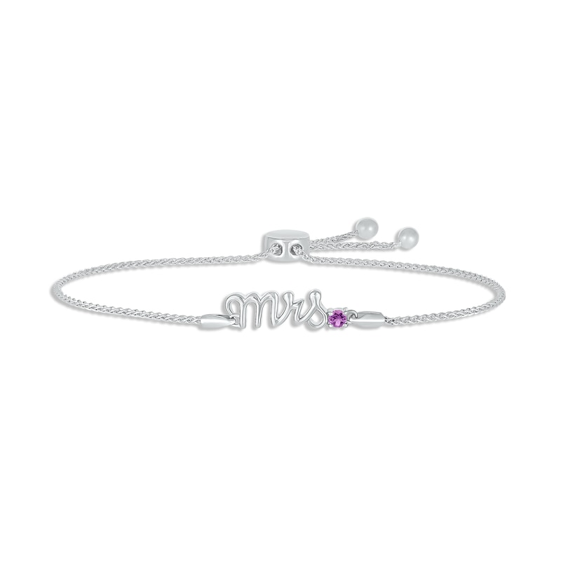 Amethyst "Mrs." Bolo Bracelet Sterling Silver 9.5"