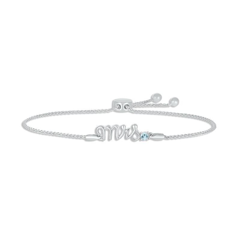 Main Image 1 of Aquamarine &quot;Mrs.&quot; Bolo Bracelet Sterling Silver 9.5&quot;