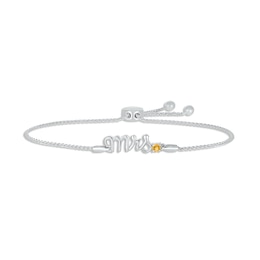 Citrine "Mrs." Bolo Bracelet Sterling Silver 9.5"