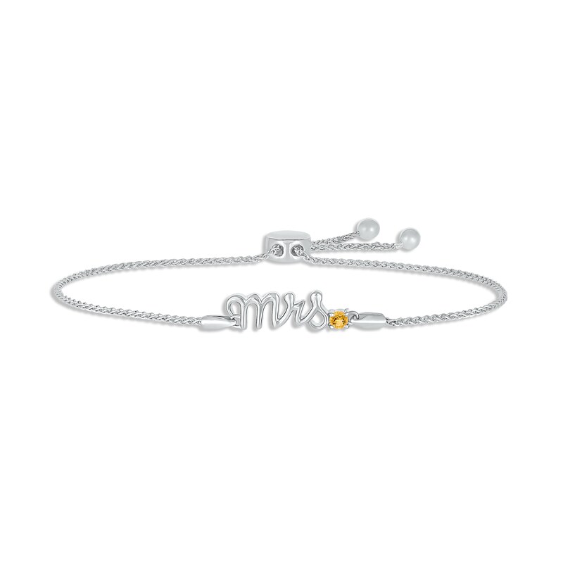Main Image 1 of Citrine &quot;Mrs.&quot; Bolo Bracelet Sterling Silver 9.5&quot;