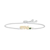Thumbnail Image 1 of Lab-Created Emerald &quot;Mrs.&quot; Bolo Bracelet Sterling Silver & 10K Yellow Gold 9.5&quot;