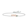Thumbnail Image 0 of Lab-Created Emerald "Mrs." Bolo Bracelet Sterling Silver & 10K Rose Gold 9.5"