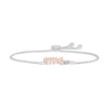 Thumbnail Image 1 of Swiss Blue Topaz "Mrs." Bolo Bracelet Sterling Silver & 10K Rose Gold 9.5"
