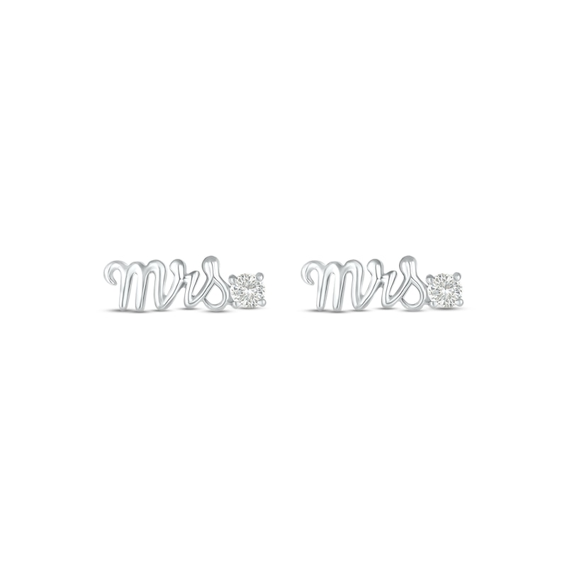 Main Image 2 of White Lab-Created Sapphire "Mrs." Earrings Sterling Silver