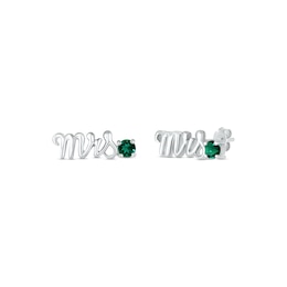 Lab-Created Emerald "Mrs." Earrings Sterling Silver