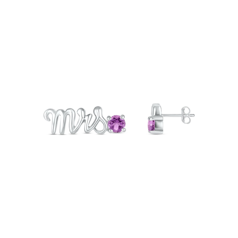 Amethyst "Mrs." Earrings Sterling Silver