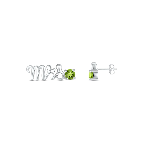 Thumbnail Image 3 of Peridot "Mrs." Earrings Sterling Silver
