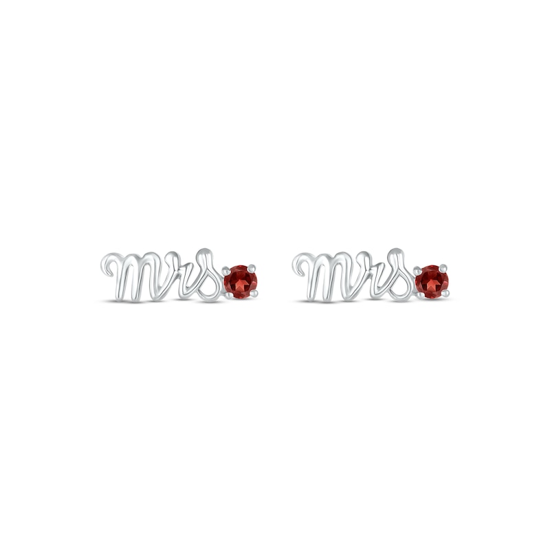 Main Image 2 of Garnet &quot;Mrs.&quot; Earrings 10K White Gold