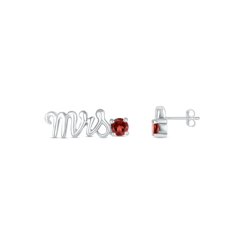 Main Image 3 of Garnet &quot;Mrs.&quot; Earrings 10K White Gold