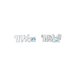 Aquamarine "Mrs." Earrings 10K White Gold