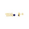 Thumbnail Image 3 of Blue Lab-Created Sapphire &quot;Mrs.&quot; Earrings 10K Yellow Gold